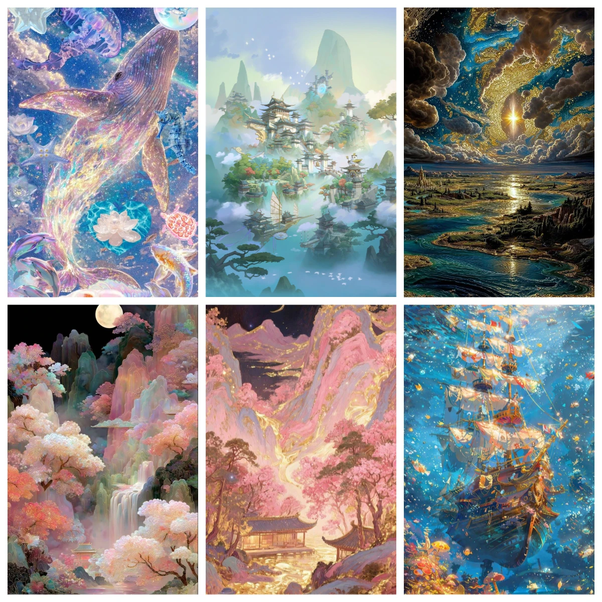 

Whimsical Underwater Whale & Lotus Illustration Paper Jigsaw Puzzle 500 Pieces Family Assembling Home Ornament Gift