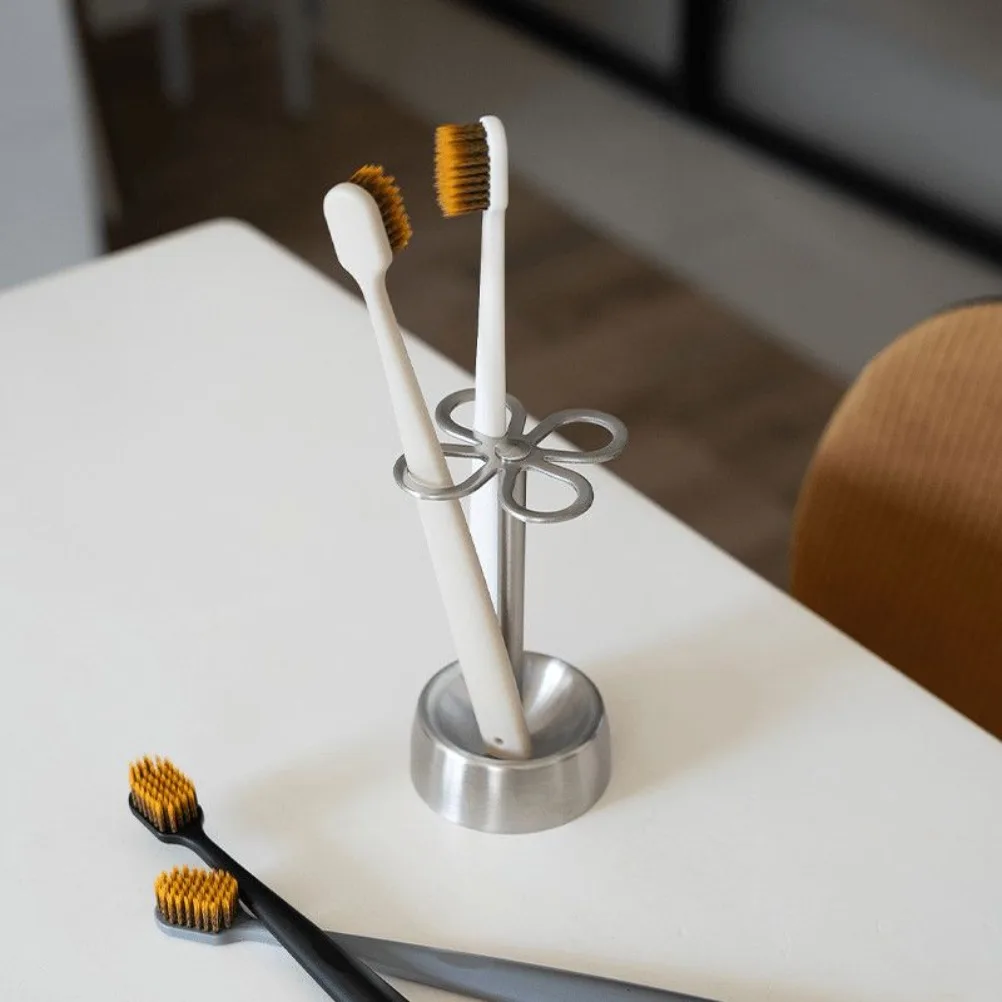 Creative Stainless Steel Toothbrush Holder Lucky Four-leaf Clover Toothbrush Holder Countertop Storage Rack Bathroom Accessories