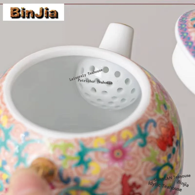 Chinese Enamel Colored Flower Tea Set Complete Set Luxury Teapot Tea Ceremony Set Tea Maker Teapot And Tea Cup Set Teaset Gift view 4