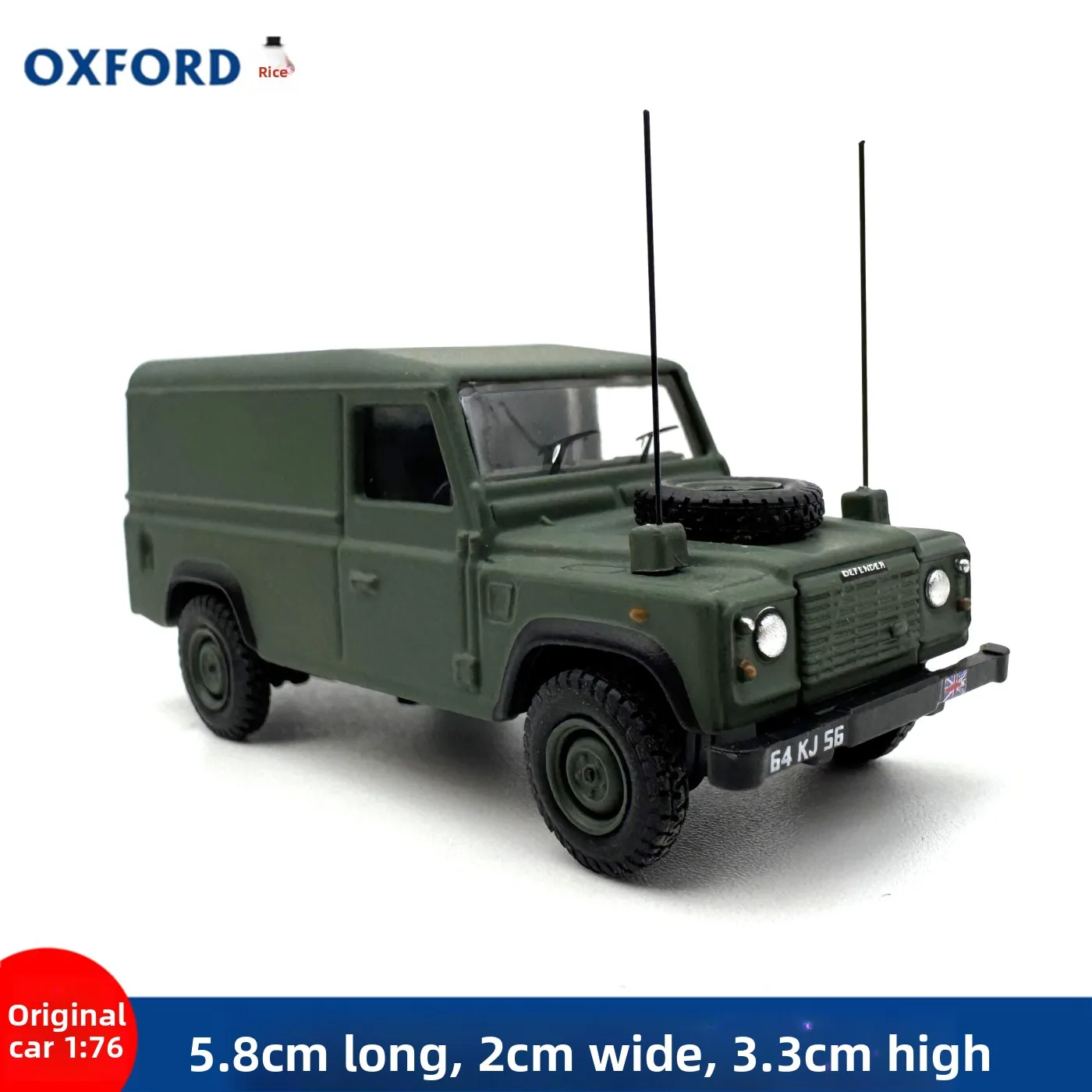 

OXFORD Land Rover Defender Вторая мировая война Военный развевательный автомобиль Модель автомобиля из сплава Коллекция моделирования Орнамент 1:76