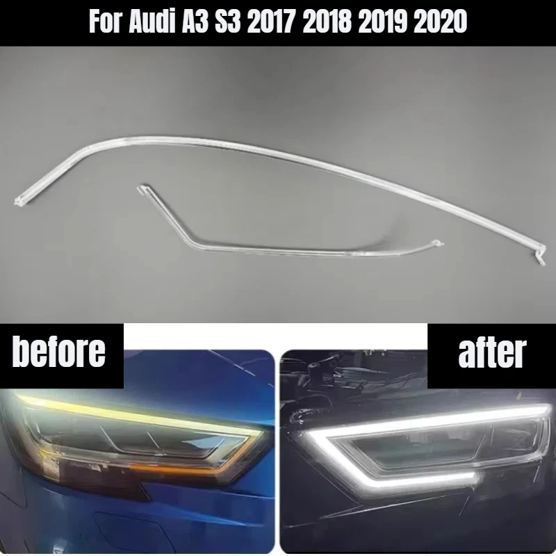 LED Matrix Headlight DRL Daytime Running Light Guide Plate Tube Strip For Audi A3 S3 2017 2018 2019 2020