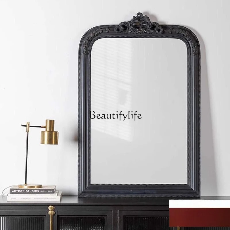 

French vanity mirror retro carved wall hanging American mirror