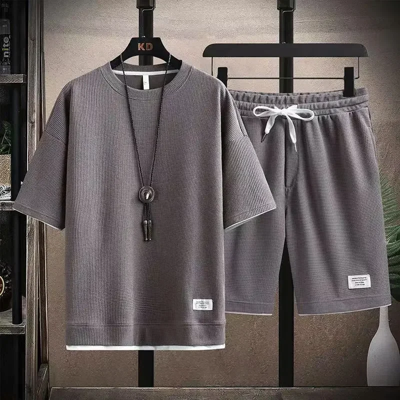 

Shirts+short summer fashion elastic waist Sportswear Men's Casual Sets Male Fashions shorts and shirt men size M-3XL