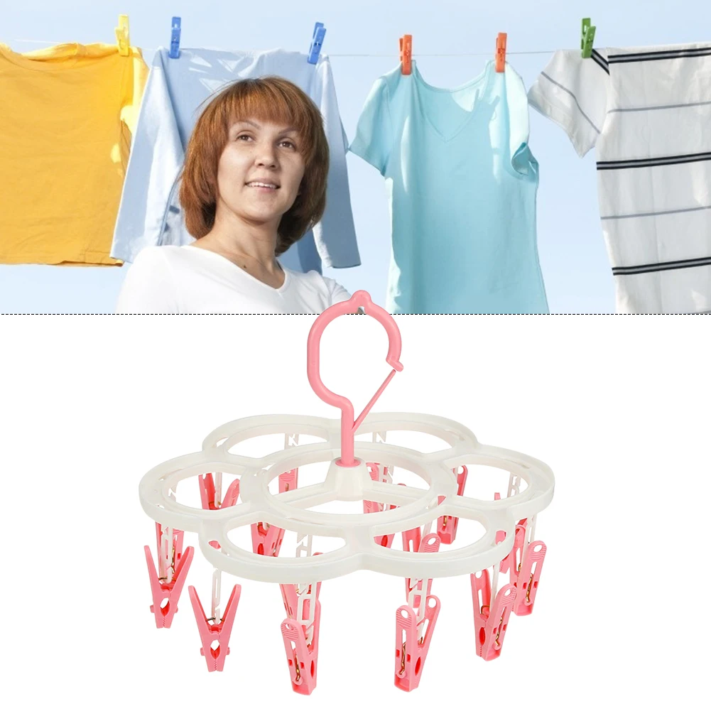 16개 클립 접이식 옷걸이 양말 건조대 휴대용 랙 빨래집게 방풍 양말 건조기 속옷 란제리 걸이용