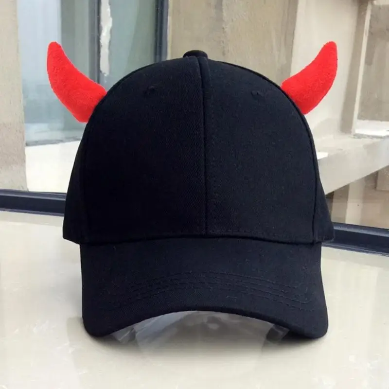 R7UF Girls Boys Fashion Lovely Baseball Caps with Devil Horn for Taking Photos Props