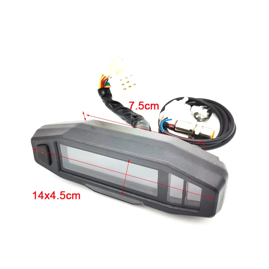 0-1200rpm Motorcycle LCD Digital Speed Meter Mini Odometer Speedometer w/ Sensor