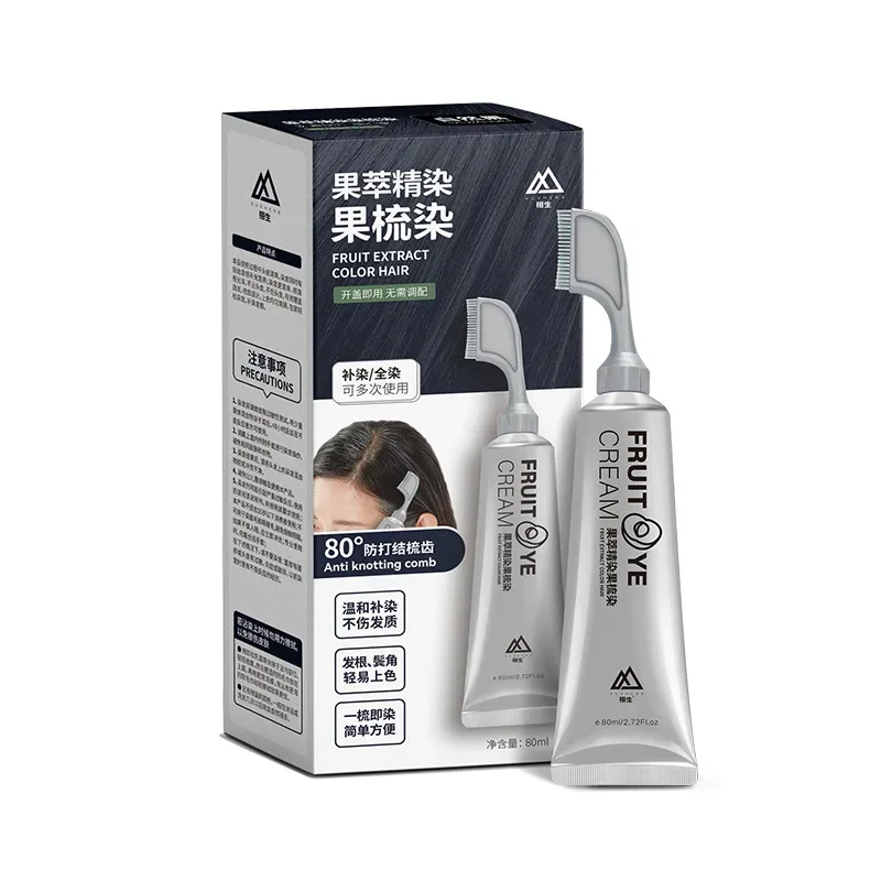 

New Black Hair Cream Hair Dye Cream with Comb Plant Hair Dye Natural Plant HairDye Comb Black HairColor Dye HairShampoo Cream