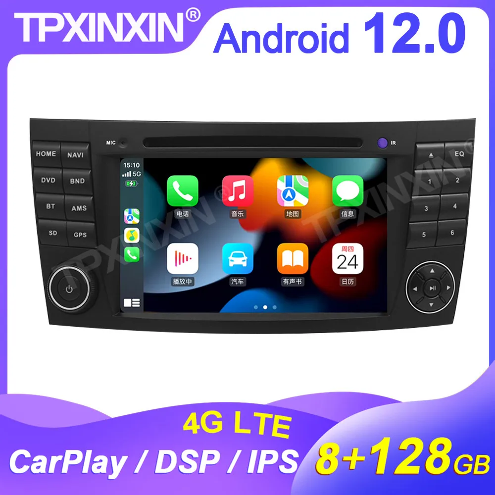 2 Din 8GB+128GB For Mercedes Benz E W211 Android 12 Car Radio GPS  Player Head Unit Audio Video Player Carplay