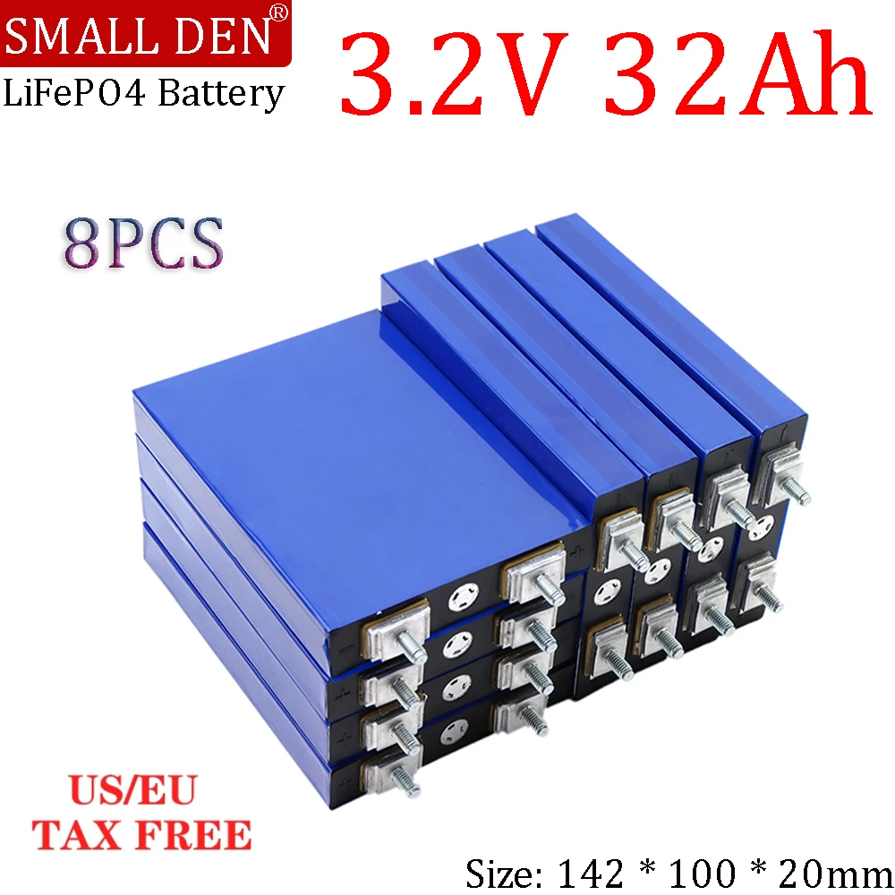

8pcs 3.2V 32Ah LiFePO4 Battery Pack Phosphate 3C Discharge 32000mAh 12.8V 4S Motorcycle Motor Batteries Modification Stud