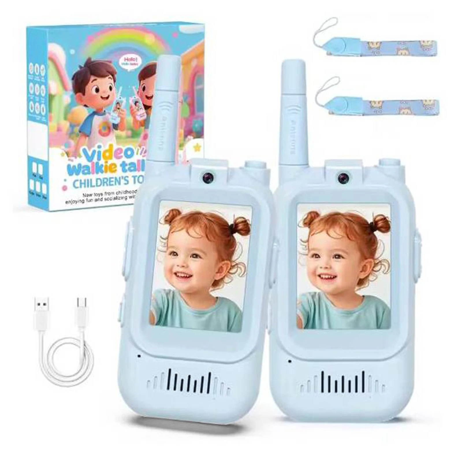 Video Walkie Talkies for Kids 2 Pack Rechargeable Kids Walkie Talkies with Video for Boys Girls Indoor Play Camping Hiking