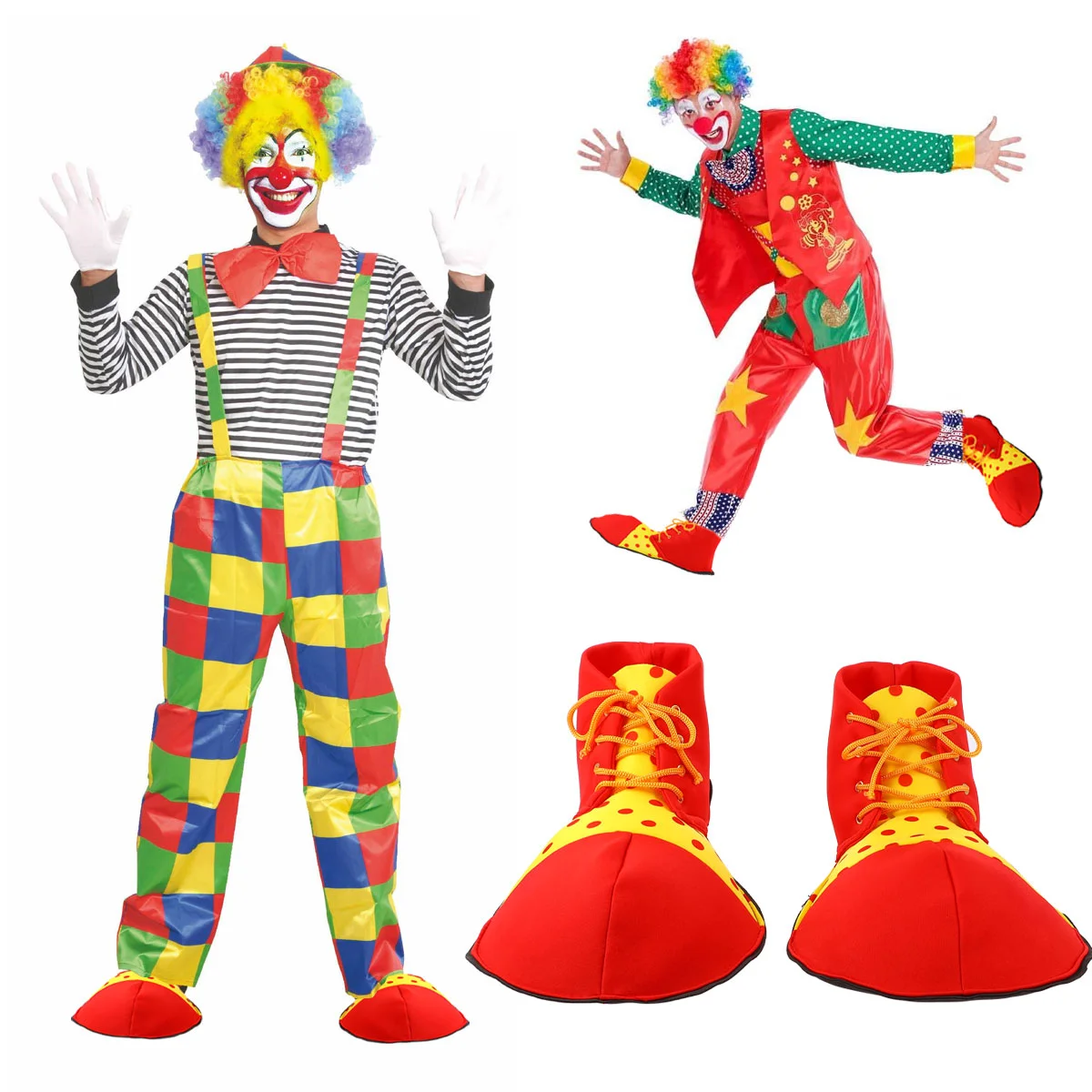 Adult Clown Shoes Costume Halloween Red Yellow Circus Play Role Masquerade Costumes Carnival Men Cosplay Prop Shoes