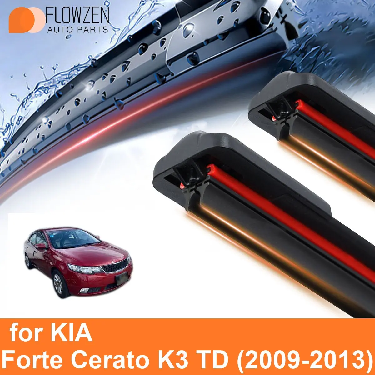 Car Windshield Wiper Blades for KIA Forte Cerato K3 TD Double Rubber Frameless Bracketless WipersSoft Accessories 2011 2012 2013