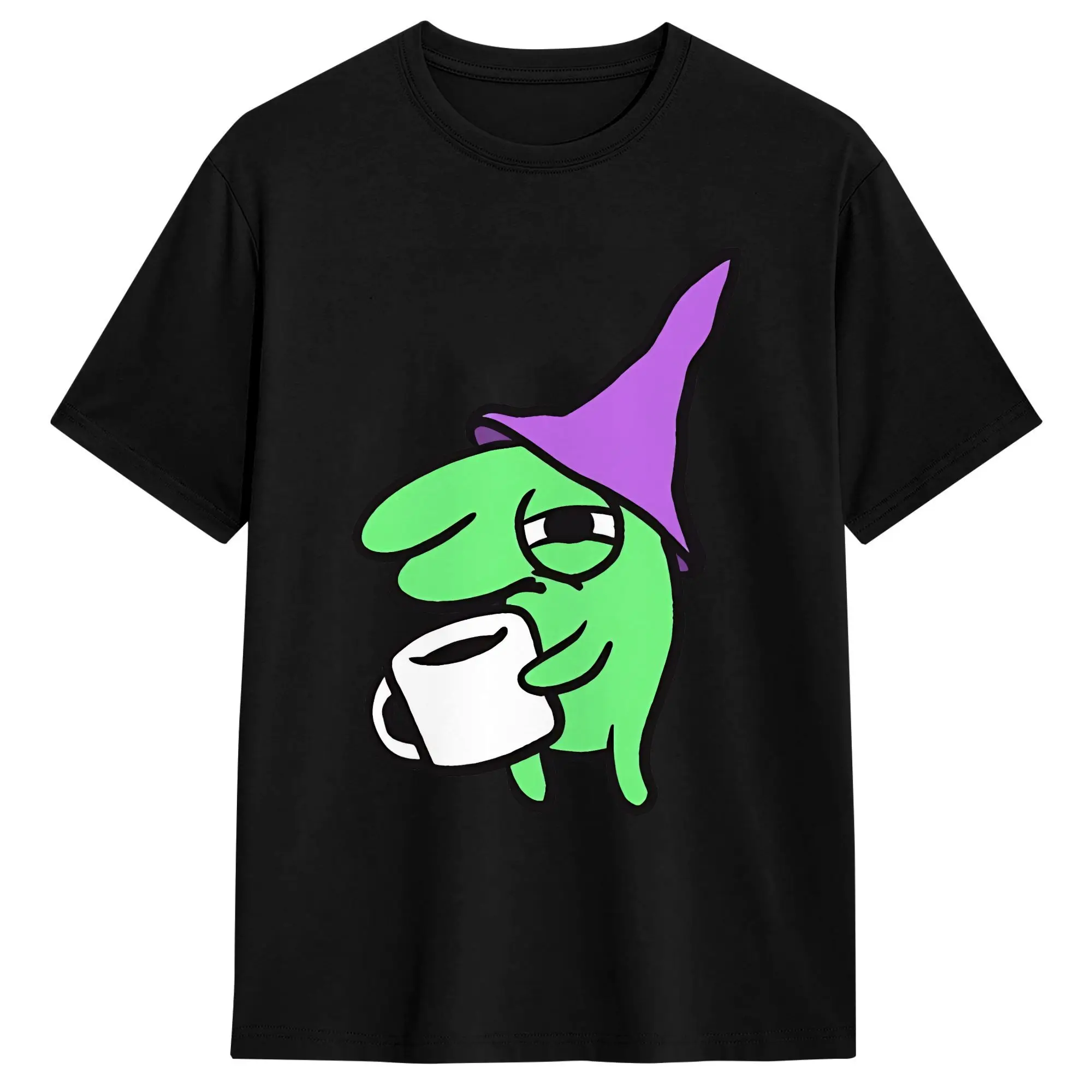 Smiling Friends Hungover Glep Drinking Coffee Men T Shirts Fashion Tee Shirt Short Sleeve O Neck T-Shirts Cotton Gift Idea Tops