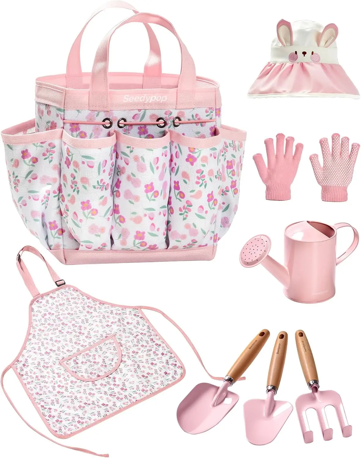

Набор садовых инструментов для детей - 8 предметов, розовый цветочный комплект с лопатками, граблями, лейкой и другими принадлежностями для малышей