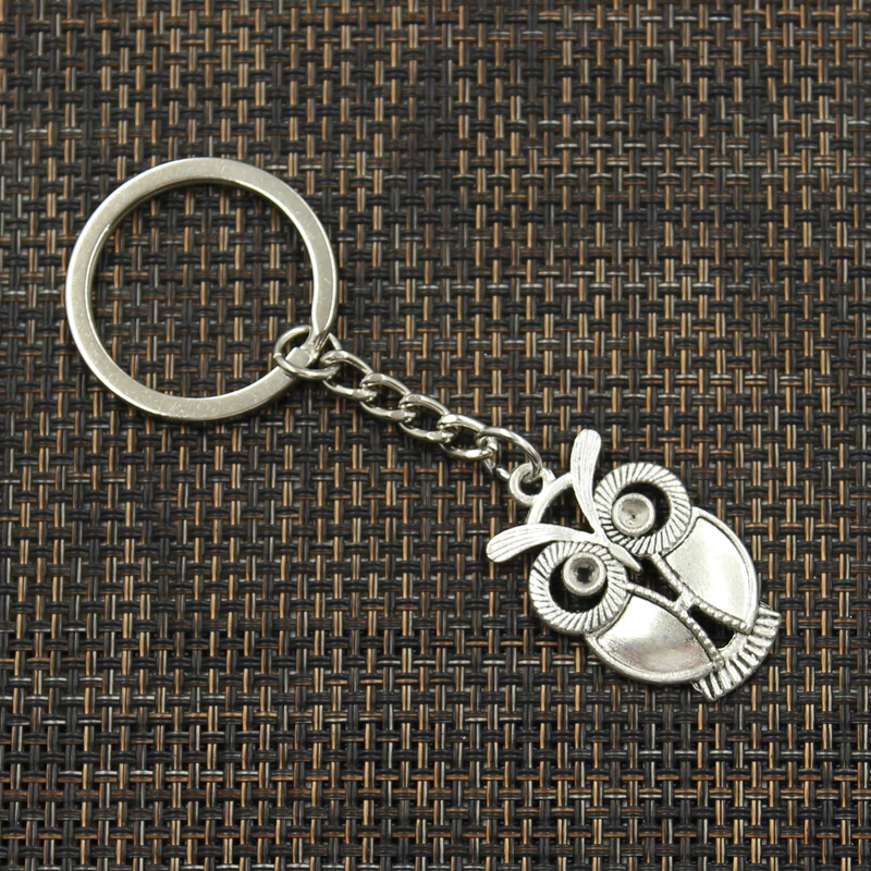 Moda 30mm breloczek metalowy breloczek brelok biżuteria antyczny srebrny kolorowy platerowany Big Eyes sowa 34x21mm wisiorek — zdjęcie 4