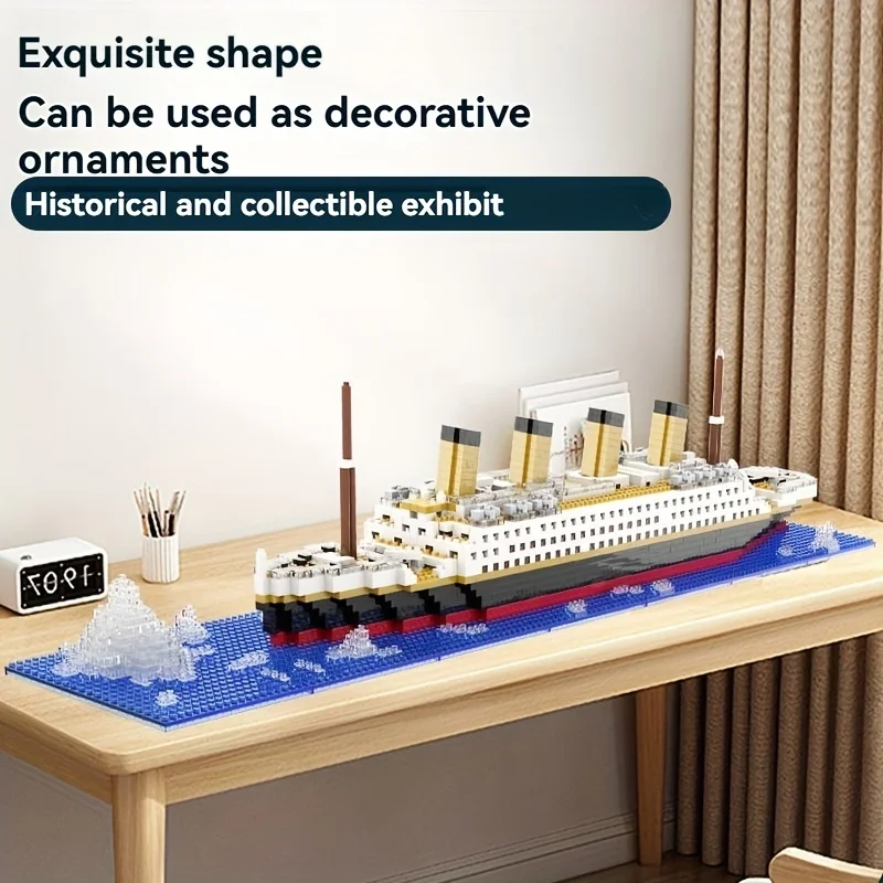 Titanic Mini Building Blocks DIY Assembled Boat Model Difficult Building Blocks Toy Cruise Ornaments Educational Handmade