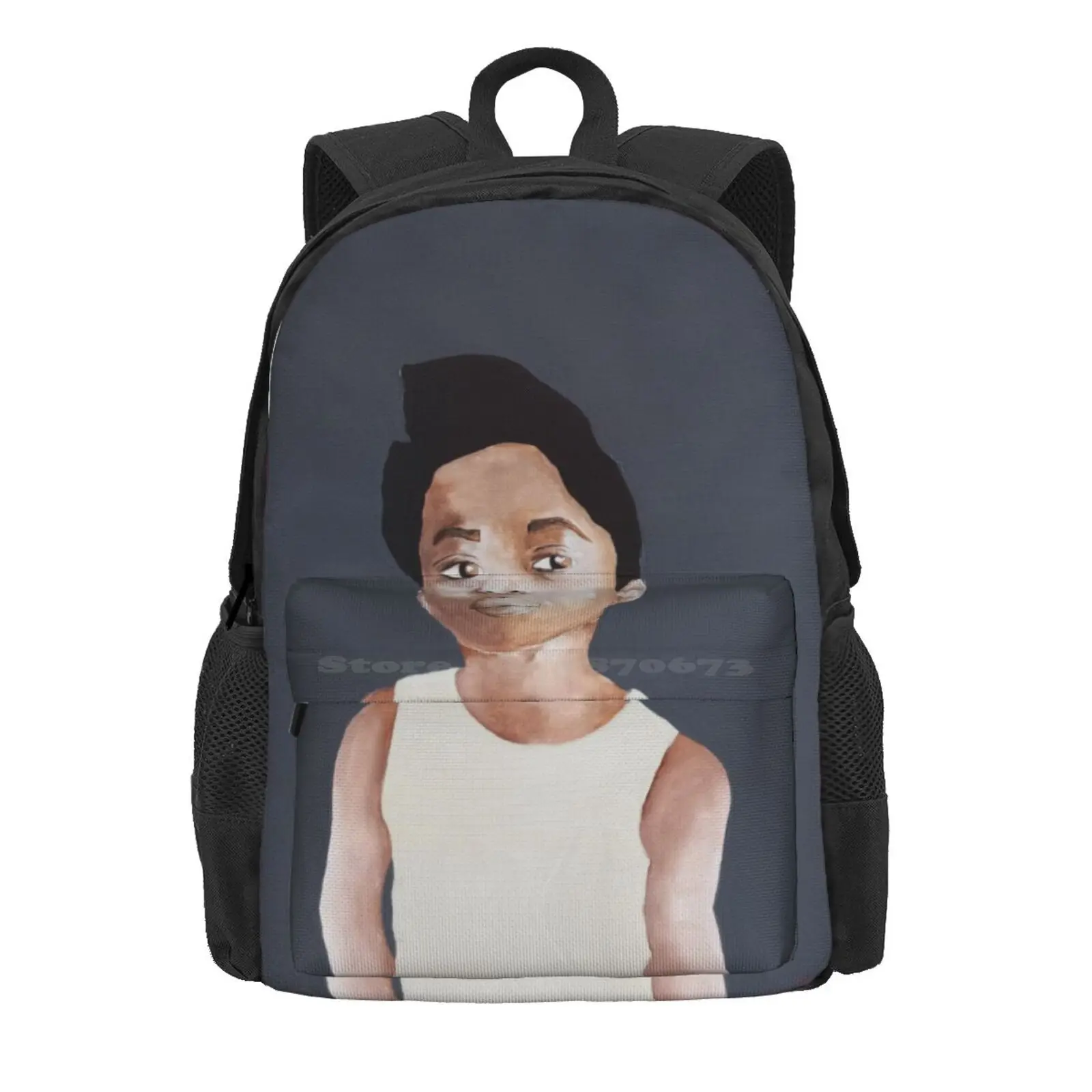 Elvis Boy Portrait Hot Sale Schoolbag Backpack Fashion Bags Portrait Gray Child Elvis Acrylic Paint