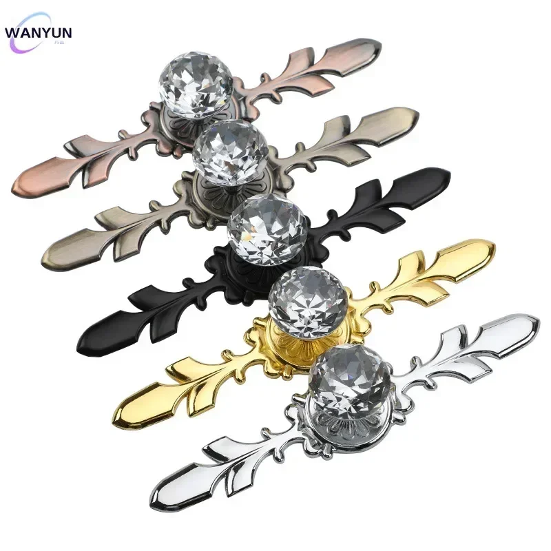 Crystal cabinet handle European style simple and transparent single hole clothing cabinet door drawer knob modern glass diamond