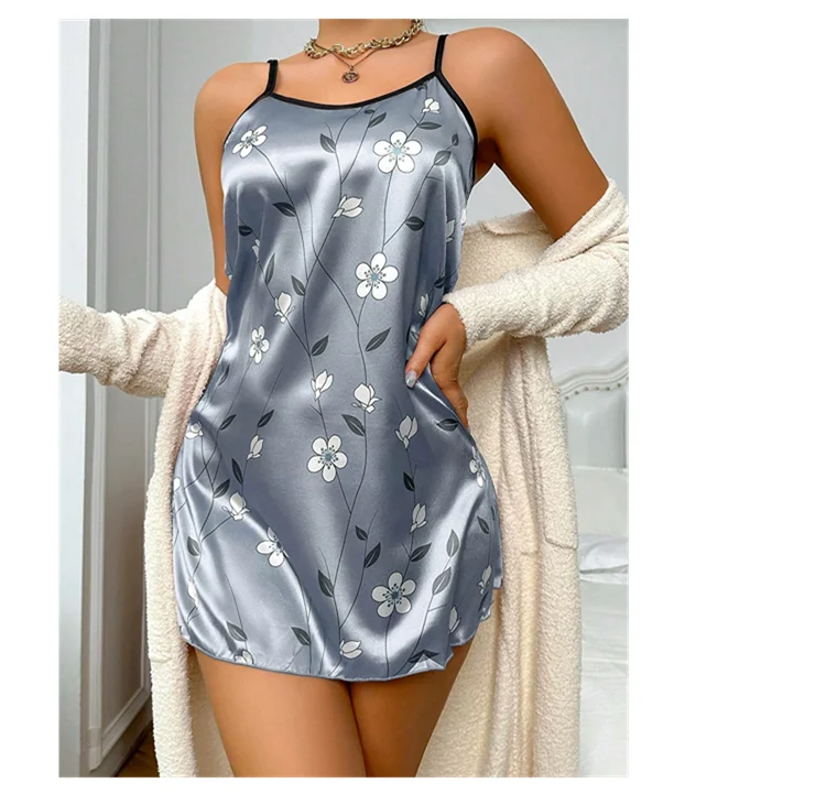 Women's Satin Floral Print Nightdress
