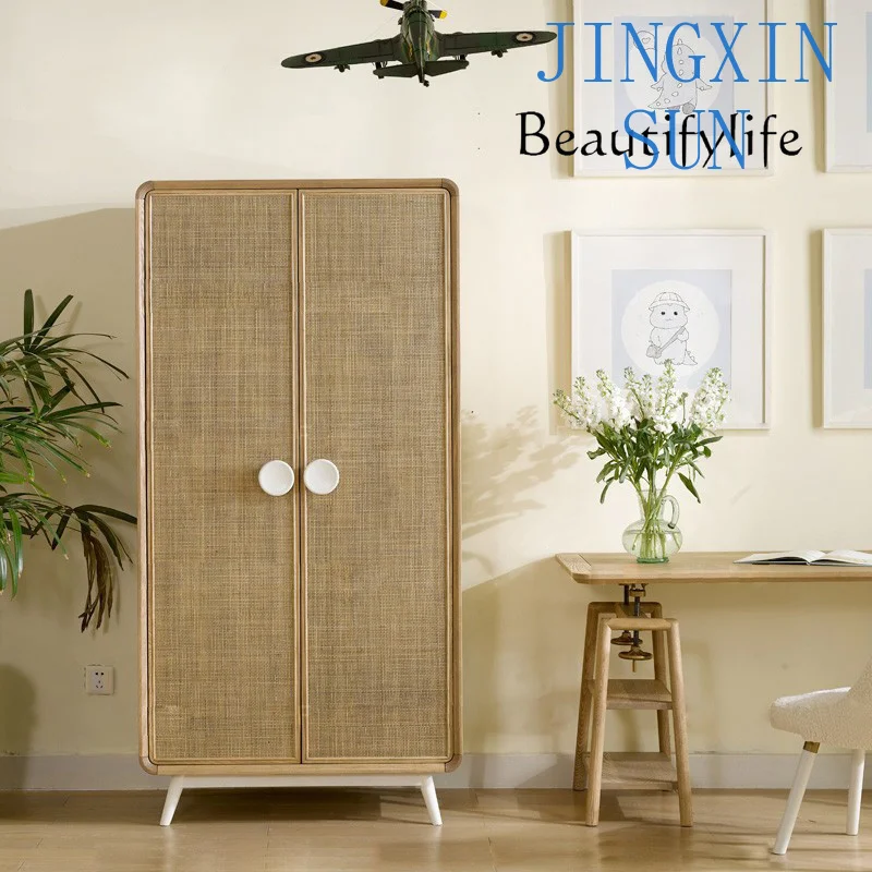 Nordic solid wood wardrobe modern minimalist creative bedroom wardrobe storage cabinet household wardrobe