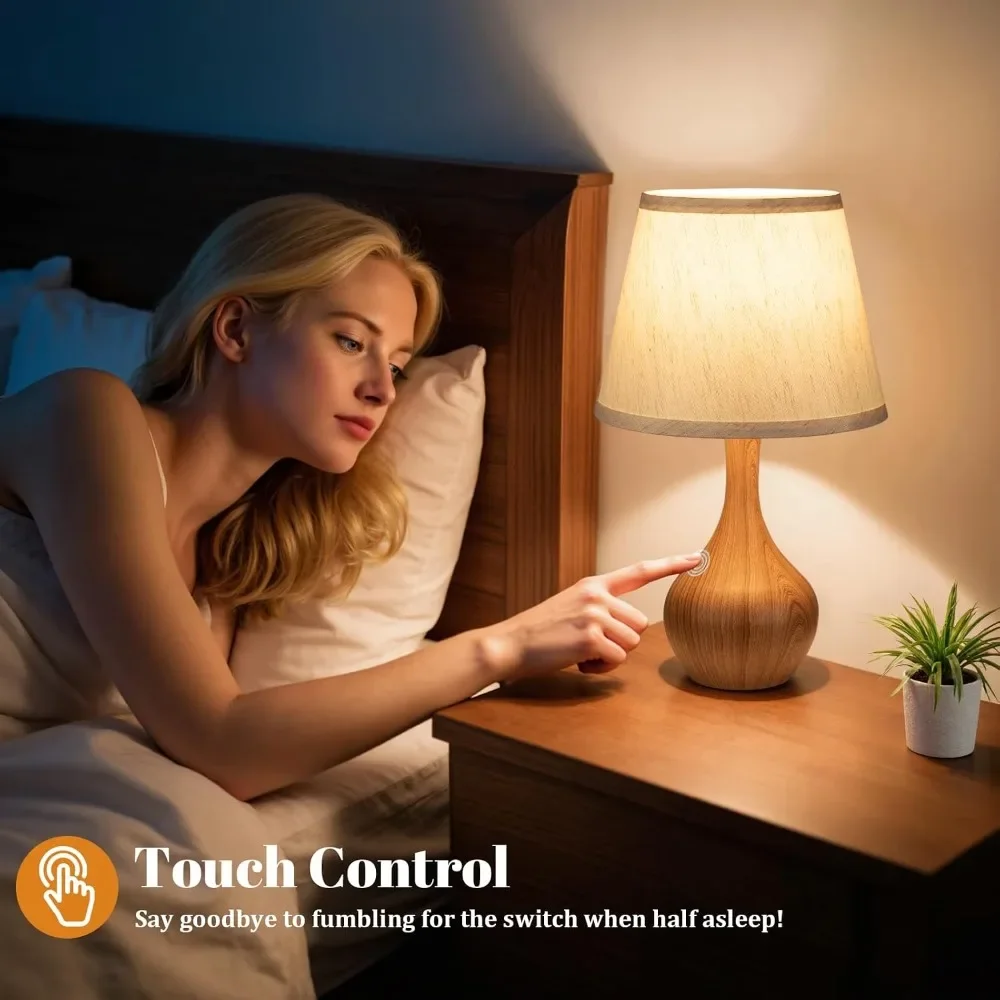 Touch Table Lamps Set of 2, 3-Way Dimmable Bedside Lamps with LED Bulbs, Small Nightstand Lamps for Bedroom view 3