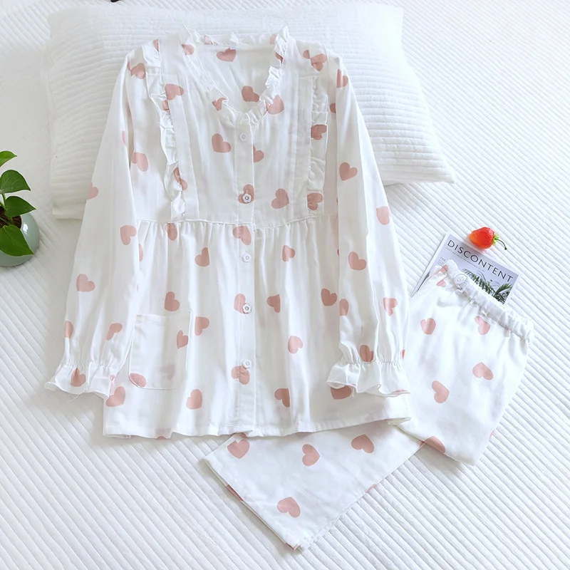 Fdfklak Long Sleeve Cotton Maternity Nursing Sleepwear Sets Pregnancy Home Spring New Thin Breastfeeding Pajamas Suits