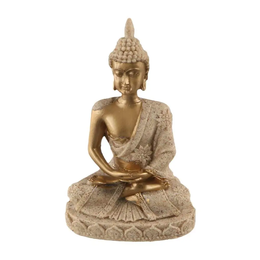 Sitting Meditation Sandstone Buddha Green Sandstone Sitting Posture Buddhist Figurine Ornament Zen Oriental Culture