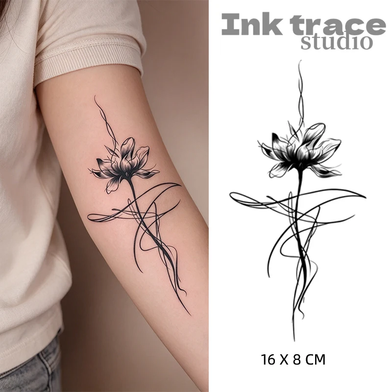 Lotus Flower temporary tattoo sticker, waterproof magic tattoo, lasts to 15 days fake tattoo, semi permanent tattoo