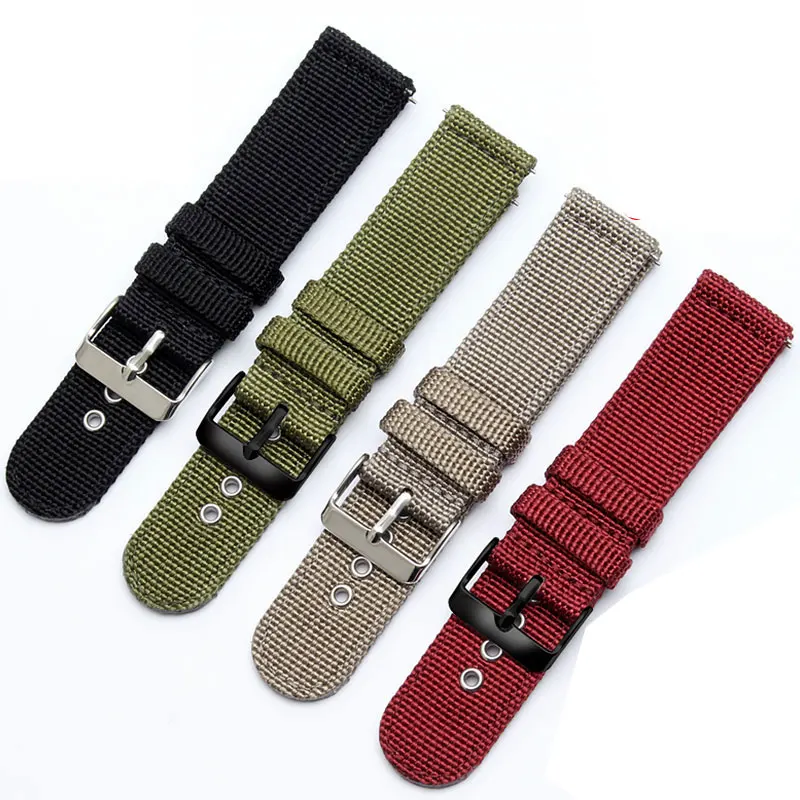 

Nylon Thicken Canvas Strap Watchband Blue Khaki Green Pin clasp Buckle 18 20 22 24mm Accessories for seiko TIMEX e for DW CK