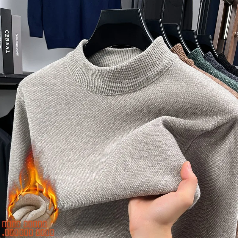 

Thiened Fce f High Collar Knitted Sweater Men's Winter Warm Base Layer irt Long Sve Sweatirt Casual Loose Fit