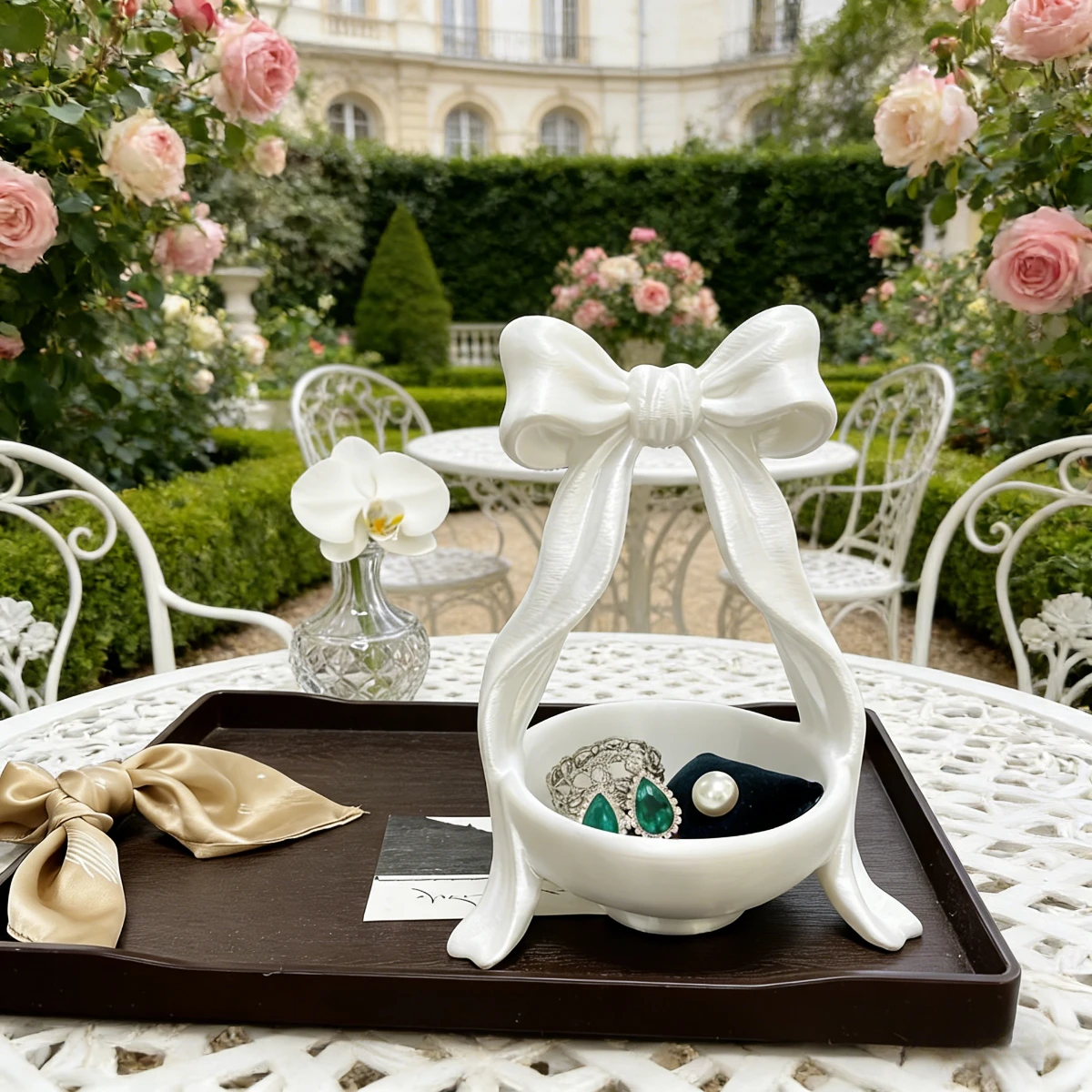 

Подставка для украшений с 3D-печатью в форме банта, элегантный органайзер для колье, серег, колец и браслетов, компактный органайзер для туалетного столика для демонстрации украшений