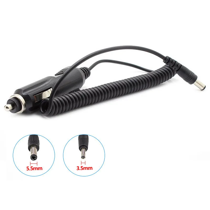 12V Car Cigarette Lighter Plug to DC 5.5*2.1mm /3.5mm Coiled Spring Power Cable Built-in Fuse for GPS Car Camera LED Lights