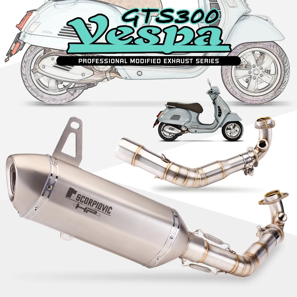 For vespa GTS300 Motorcycle System Escape Slip On Front Tube Link Pipe Connect Original full Motorcycle Exhaust Syst