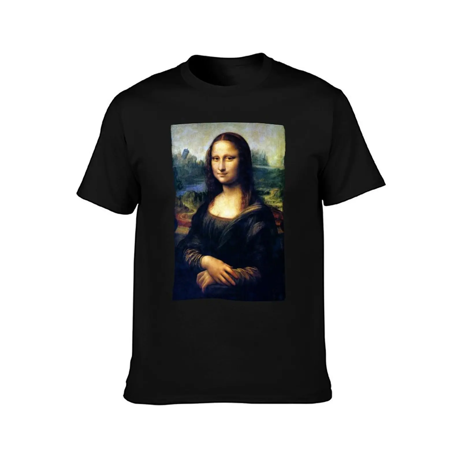 Mona Lisa Restored T-Shirt, Summer Casual Cotton Tee, Oversized Streetwear Tops, Vintage Graphic Print, Loose Fit Short Sleeve