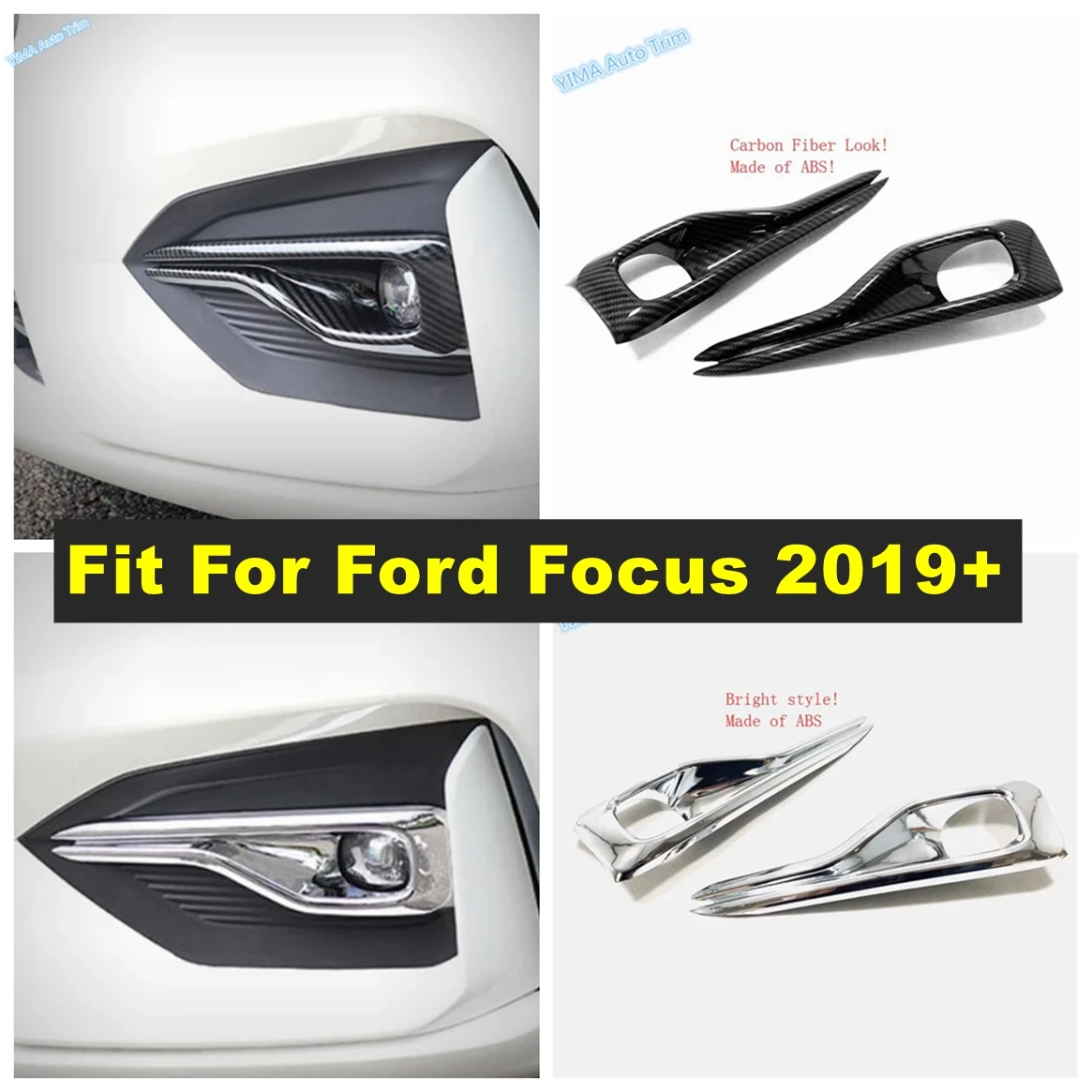 

Chrome Car Styling Front Fog Lights Foglights Lamp Cover Trim Fit For Ford Focus 2019 2020 ST-Line Exterior Refit Accessories