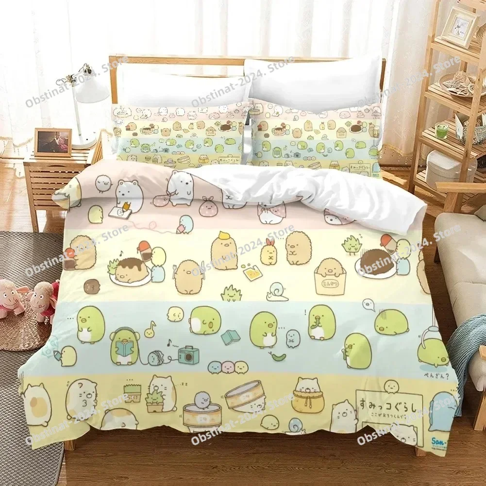 

Anime Sumikko Gurashi Cartoon Bedding set Printed Duvet Cover Pillowcase Single Double Queen Super King Size Sets