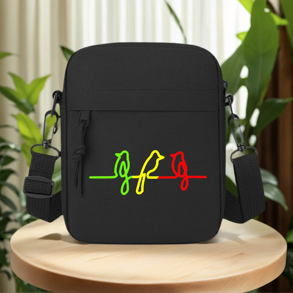 Birds simple line art perching Men Crossbody Bag Single Shoulder Women Cartoon Anime Film Printing Design Unisex