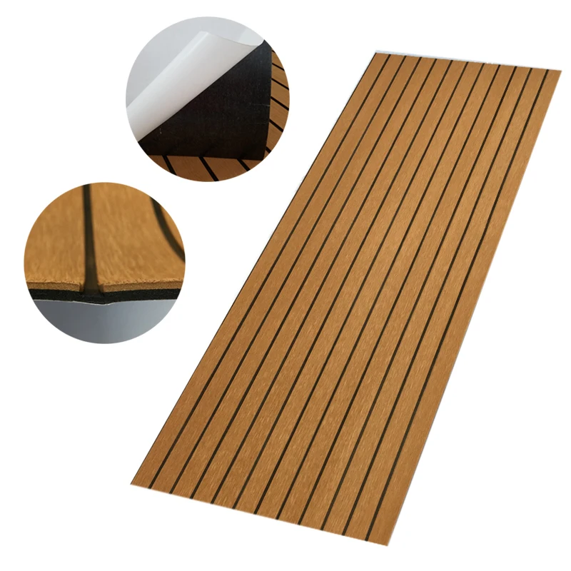 

Boat Flooring EVA Foam Decking Sheet Faux Teak Marine Mat Marine Carpet Cooler Tops Seating Non-Slip Self-Adhesive Flooring Mate