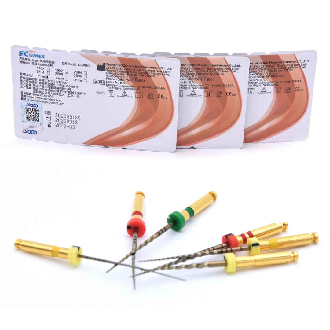 SOCO PRO ملفات الأسنان ملف قناة الجذر تفتق اللبية ملف الحرارة المنشط الروتاري ملف مرنة طبيب الأسنان المواد COXO 6 قطعة/صندوق