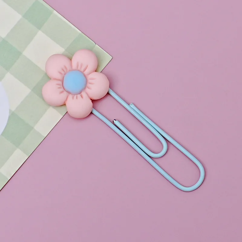 10PCS Flower Paper Clips Cute Office Stationery For Document Marking Bookmark Holders Desk Organization Office School Supplies - view 6