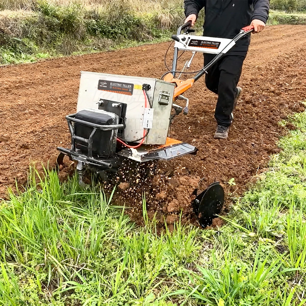 KATHER Mini Electric Tiller Motor Farm Power Tiller Agricultural Cultivator Machine Rotavator With CE Certification for Sale view 6