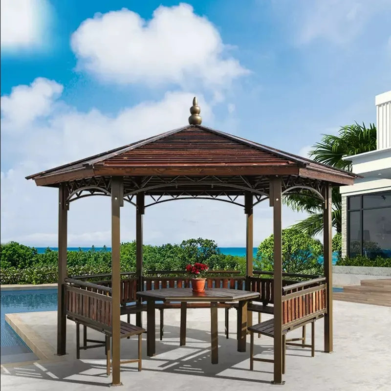 Outdoor pavilion courtyard villa garden awning canopy outdoor roof terrace hexagonal new Chinese-style leisure pavilion