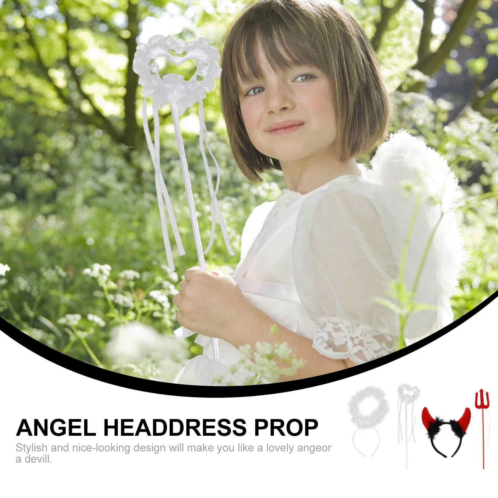 2 Sets Wings Headband Stick Prop Role-playing Accessories Angel Cosplay Costume Headdress Child