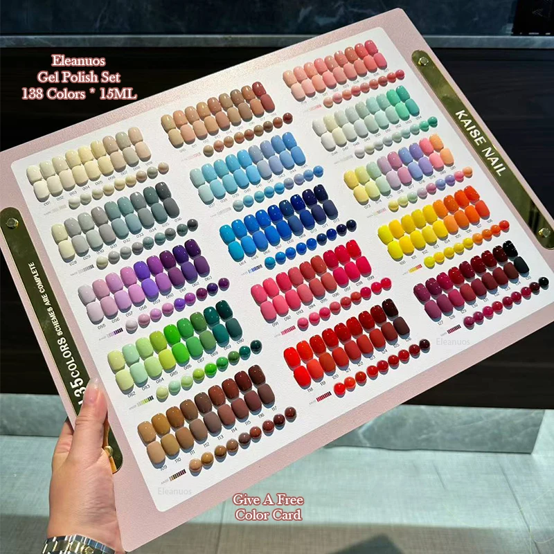 Eleanuos شعبية هلام 135 لون مجموعة كبيرة مختلطة شبه دائمة اللون لامعة بلون مسمار الغراء الأشعة فوق البنفسجية التمهيدي مشبعة مسمار متجر