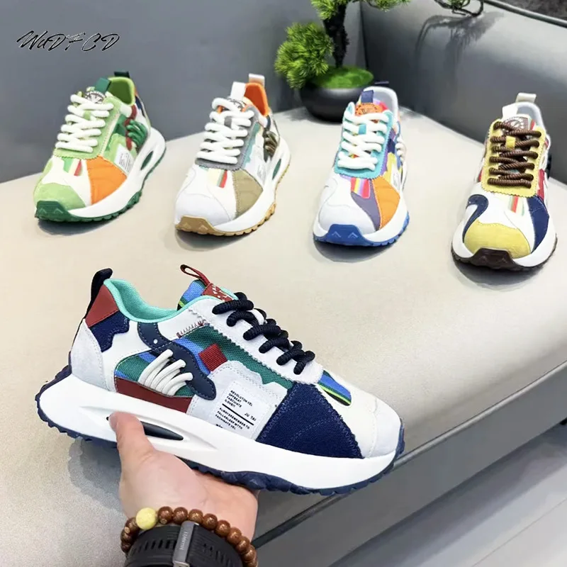 

Массивные кроссовки, мужские дизайнерские легкие подходящие спортивные туфли, модные повседневные туфли из кожаной ткани, дышащие туфли на платформе с увеличенной высотой