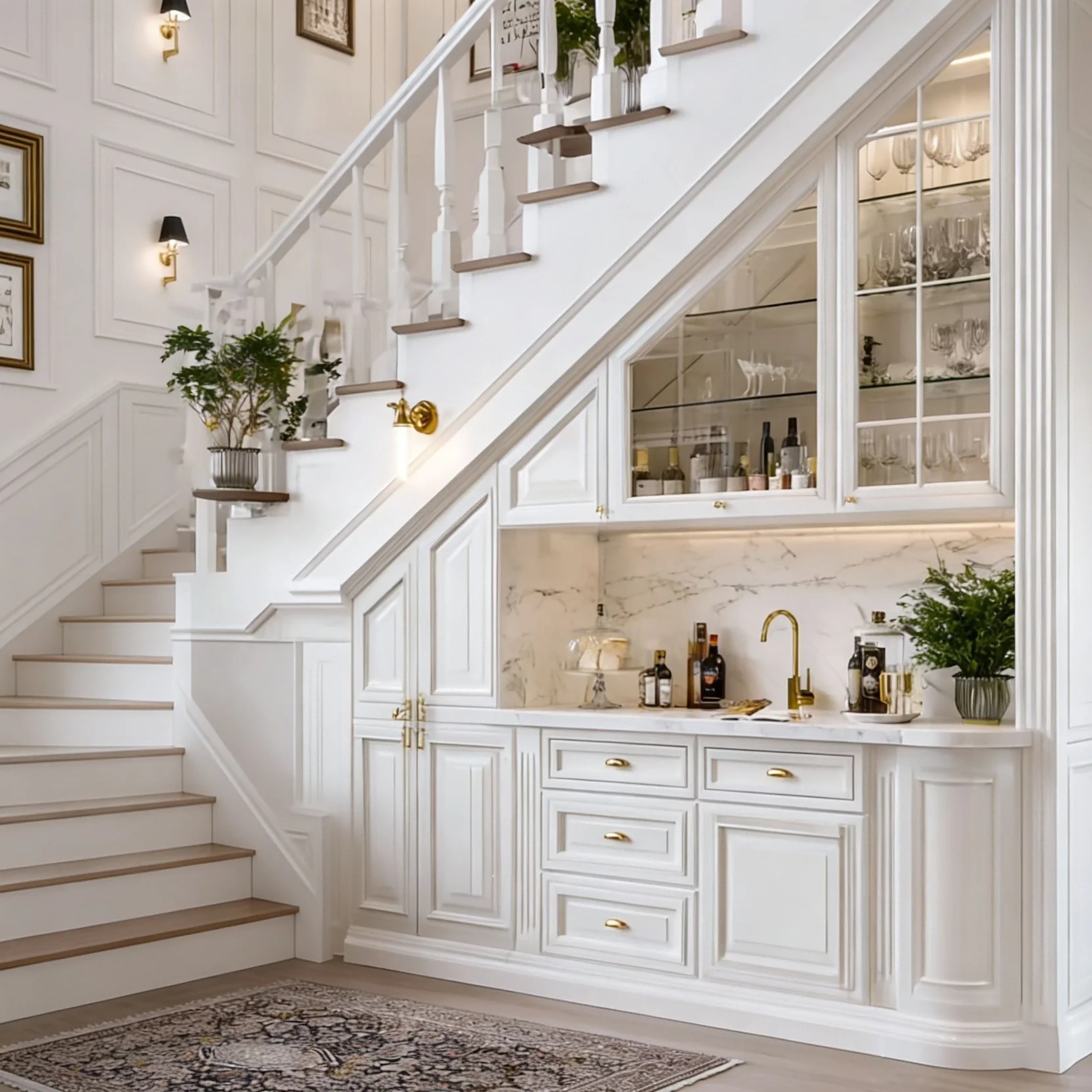 ^Wooden Attic Cabinet Bookcase Staircase Living Room Corner Unit Storage Cabinet Modern Minimalist Multi-functional Home