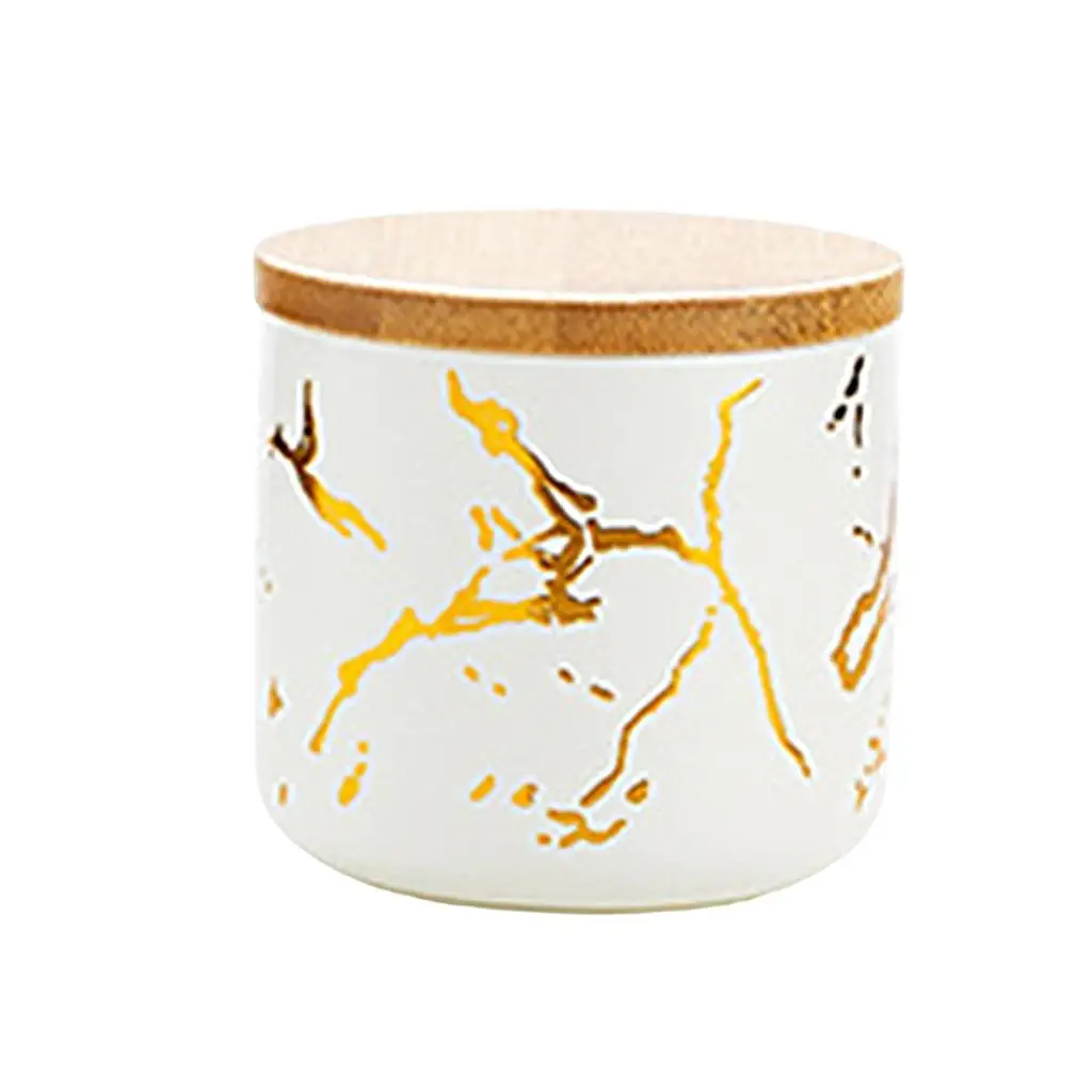 Azucarero de Cerámica Simple con Tapa de Madera, Decoración para Estante, Almacenamiento de Azúcar, Café y Té