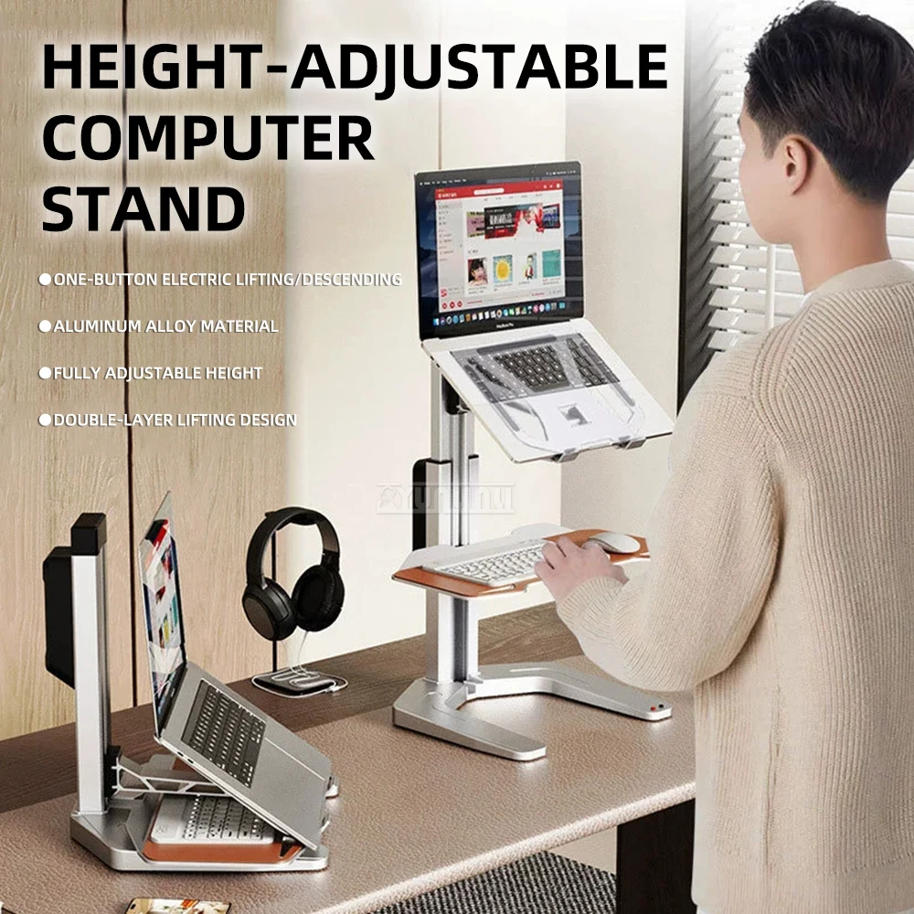 Standing Laptop Stand; Electric Height-Adjustable Standing Computer Stand; Adjustable Mount