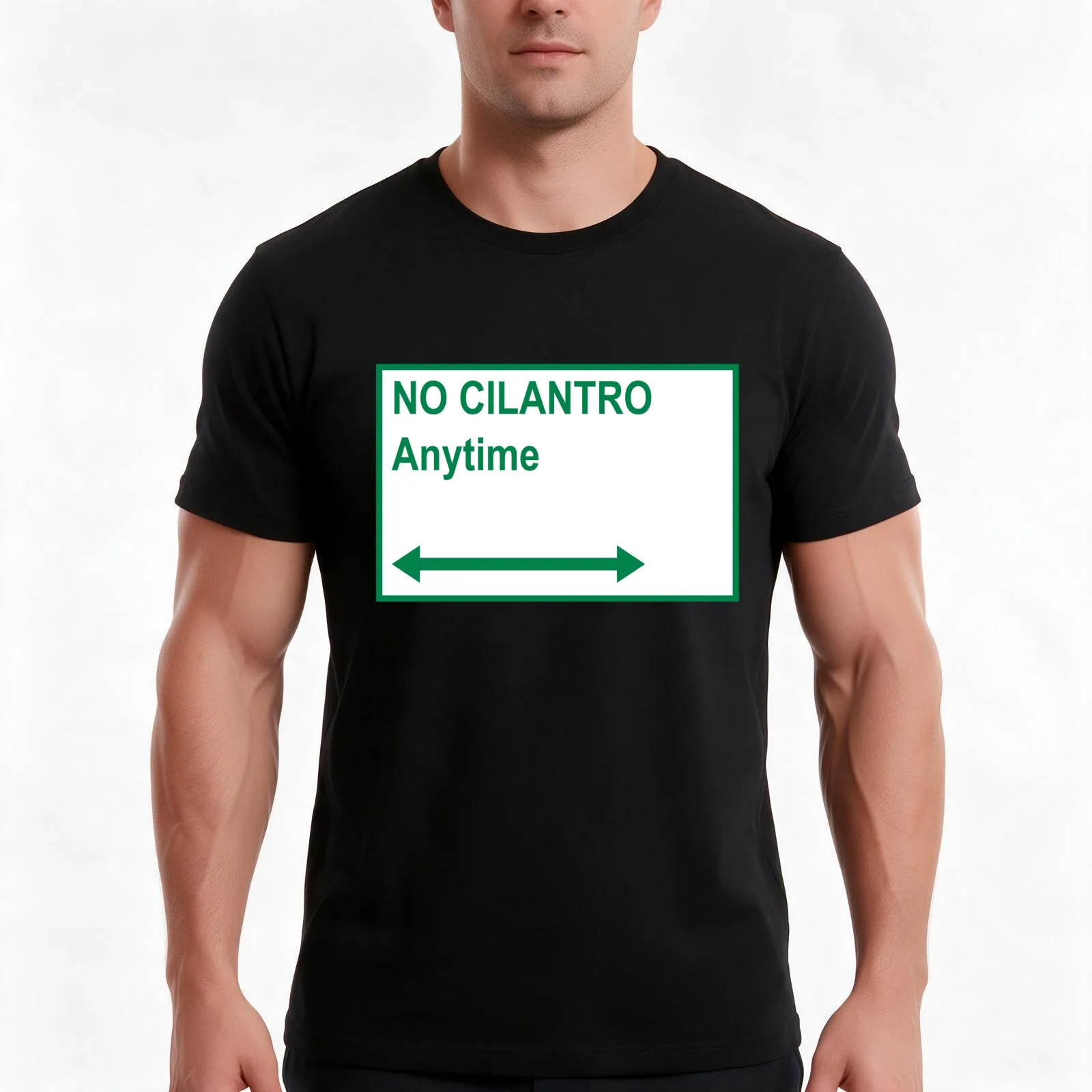 No Cilantro Anytime T-Shirt, Summer Casual Cotton Tee, Oversized Streetwear Tops, Vintage Graphic Print, Loose Fit Short Sleeve