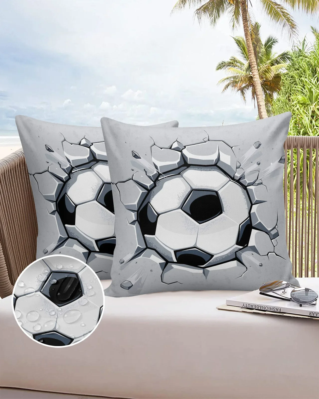 

2/4PCS Outdoor Pillowcase Football Wall Broken Waterproof Decorative Sofa Throw Pillow Cover Case Garden Patio Cushion Covers